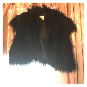Black Faux eyelash fur vest