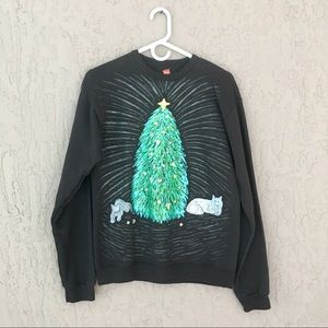 Hand Painted Ugly Christmas Tree Cats Sweater