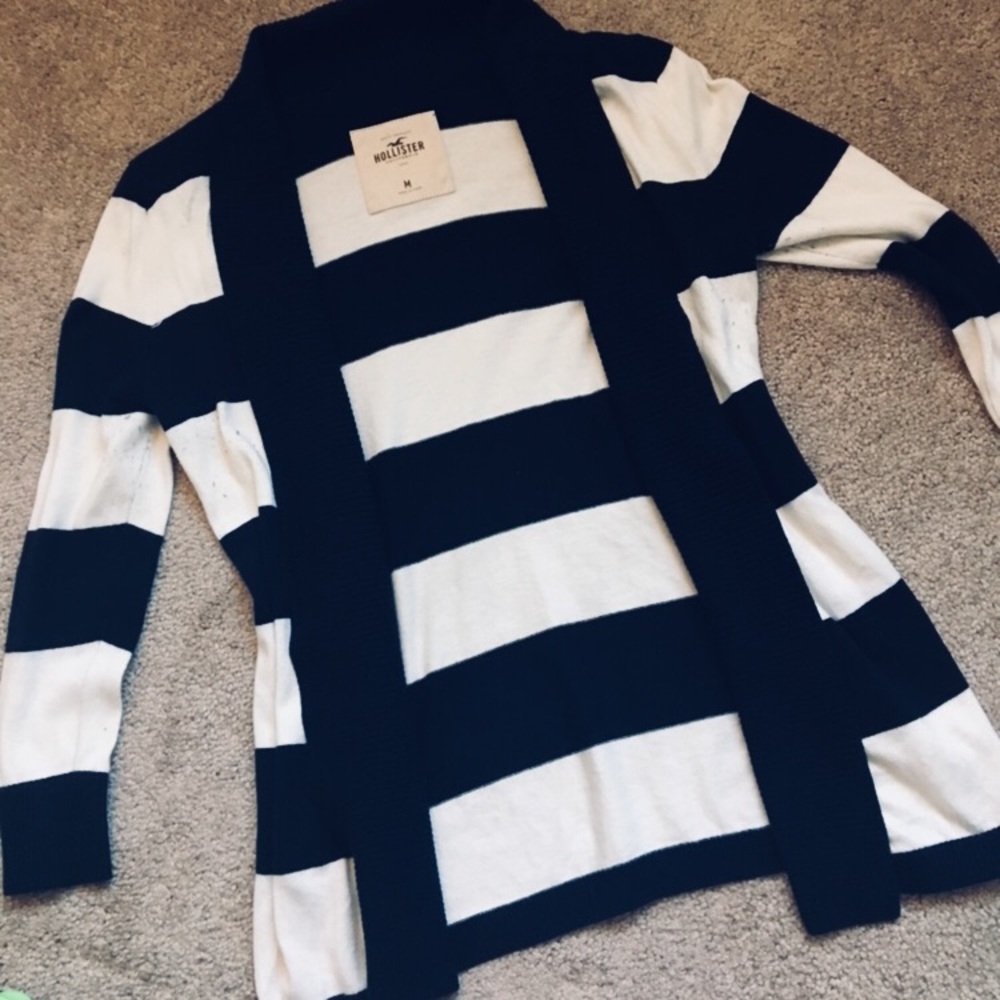 Hollister Navy Striped Cardigan Size M