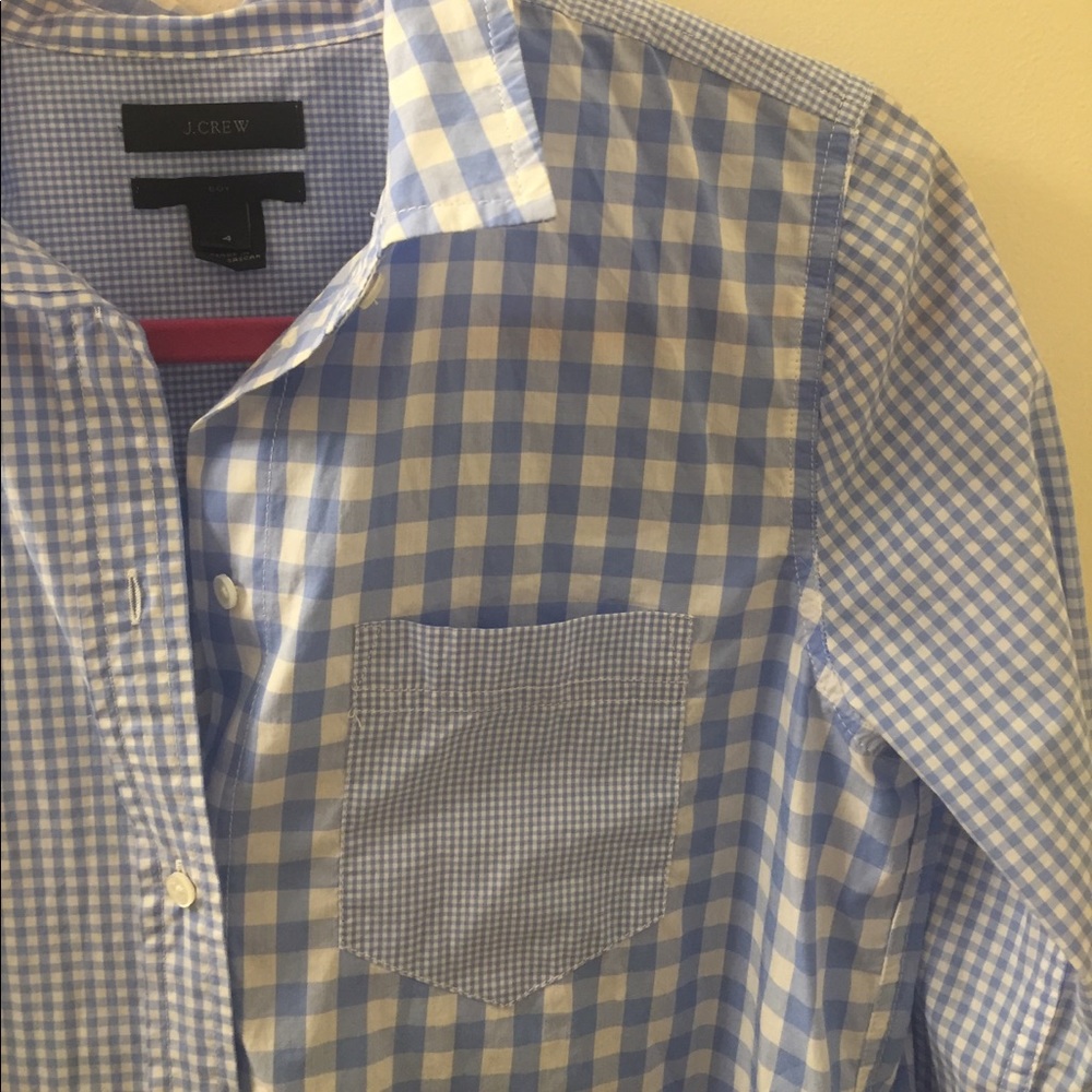 J. Crew Mixed Blue Gingham Button Down