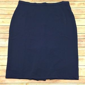 Navy Blue Pencil Skirt with Pleated Back Split