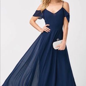 Navy High Waist Strappy Cold Shoulder Maxi Dress