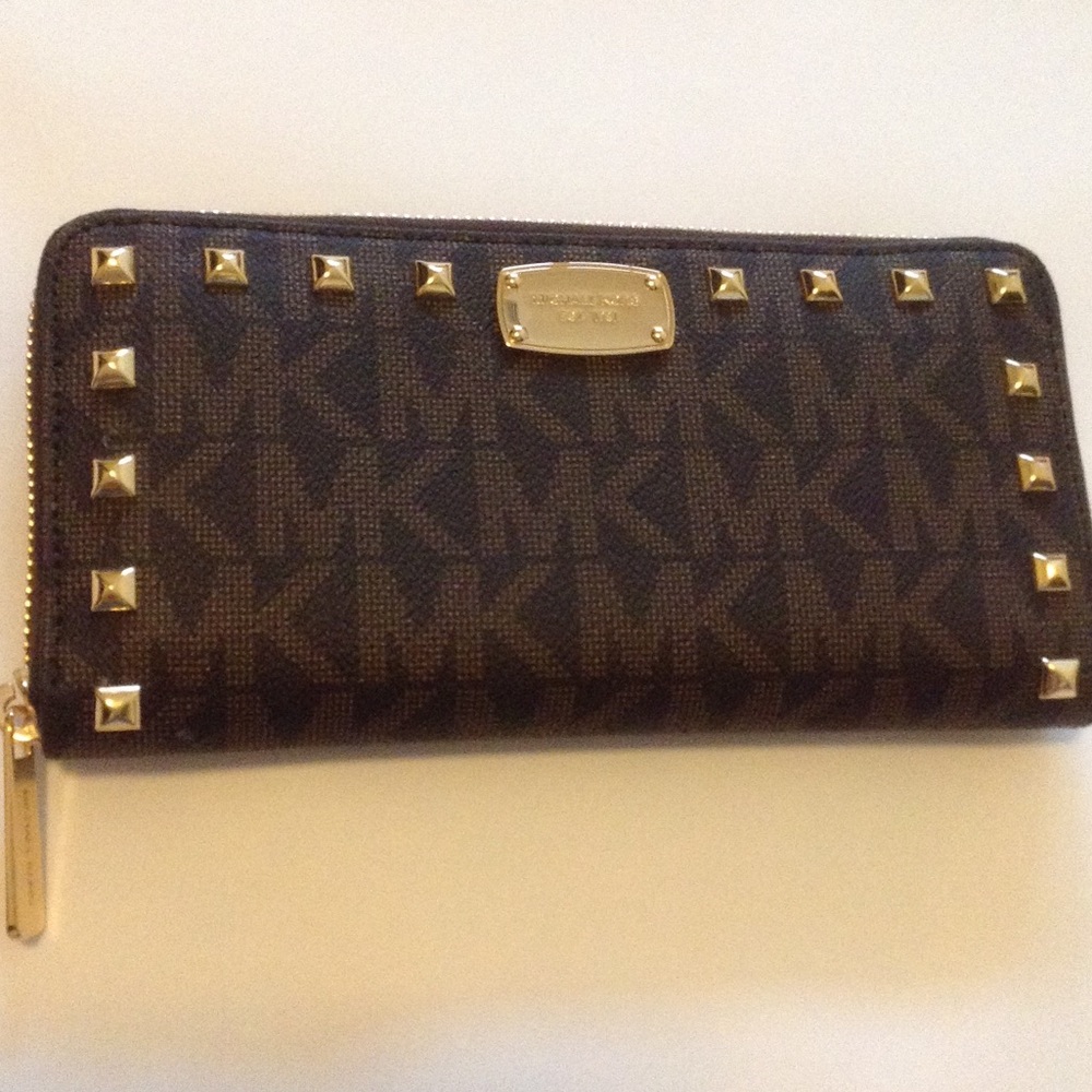 Michael Kors gold studded continental wallet