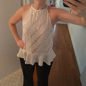 Cream and gold DVF silk top