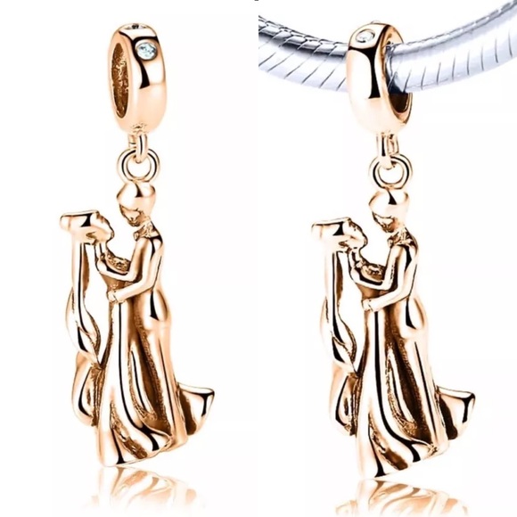 14k White Gold Solid Polished Bride /& Groom Charm