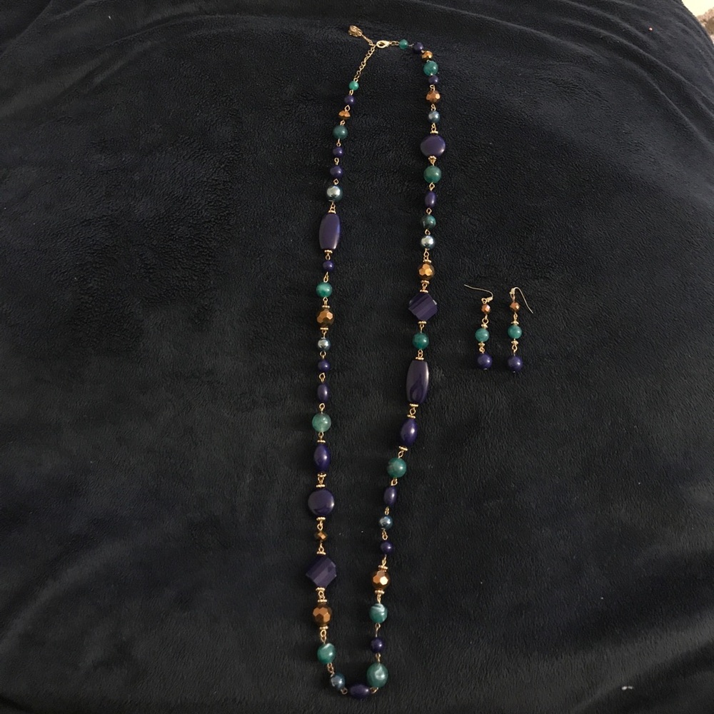 Long necklace with matching earrings