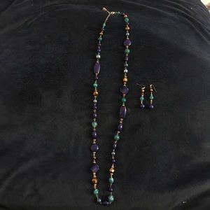 Long necklace with matching earrings