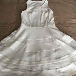 Lulus White Dress with Sheer Stripes