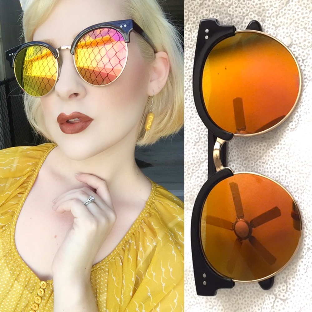 Funky Sunset Reflection Black Frame Sunglasses