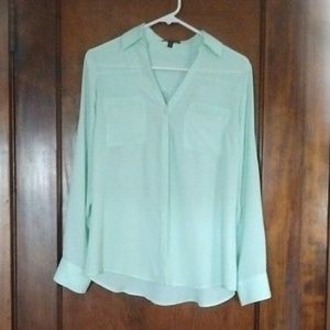 Express mint pale green unstructured button shirt