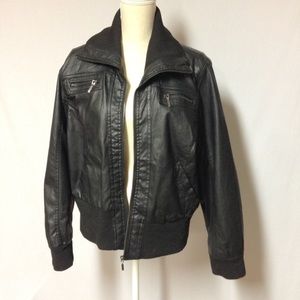 Price Drop! Bomber jacket in black fake leather
