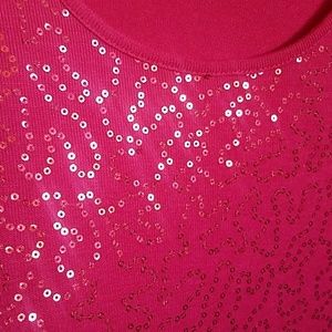 Cable & Guage red sequined holiday cardigan