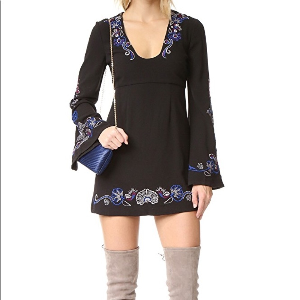 Free People Embroidered Bell Sleeve Dress
