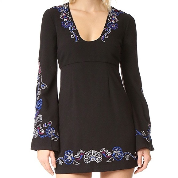Free People Embroidered Bell Sleeve Dress - Picture 3 of 6