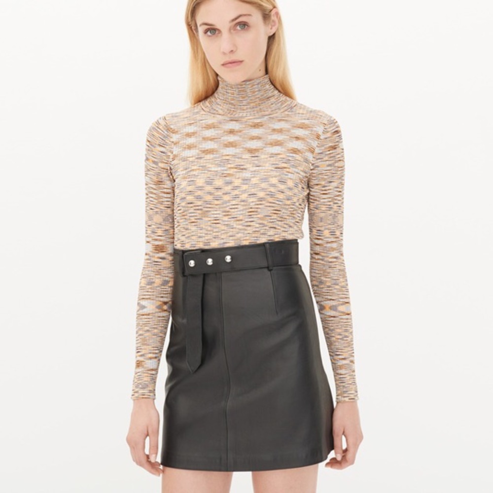 Sandro Josetta Lamb Leather Short Black Skirt