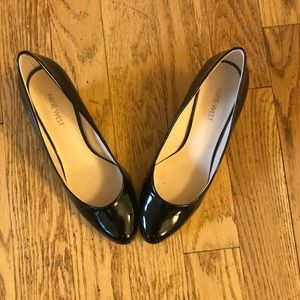 Nine West Mela black patent wedge dress shoes