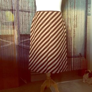 J. Crew wool skirt zig zag pattern tan brown 14