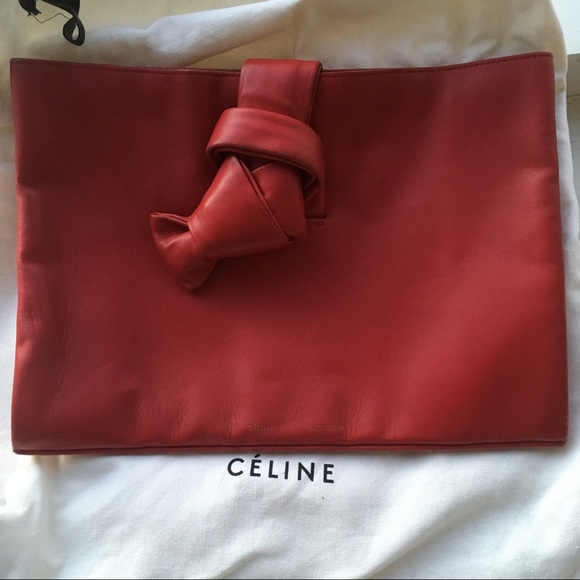 Celine Handbags - Celine knot red clutch bag