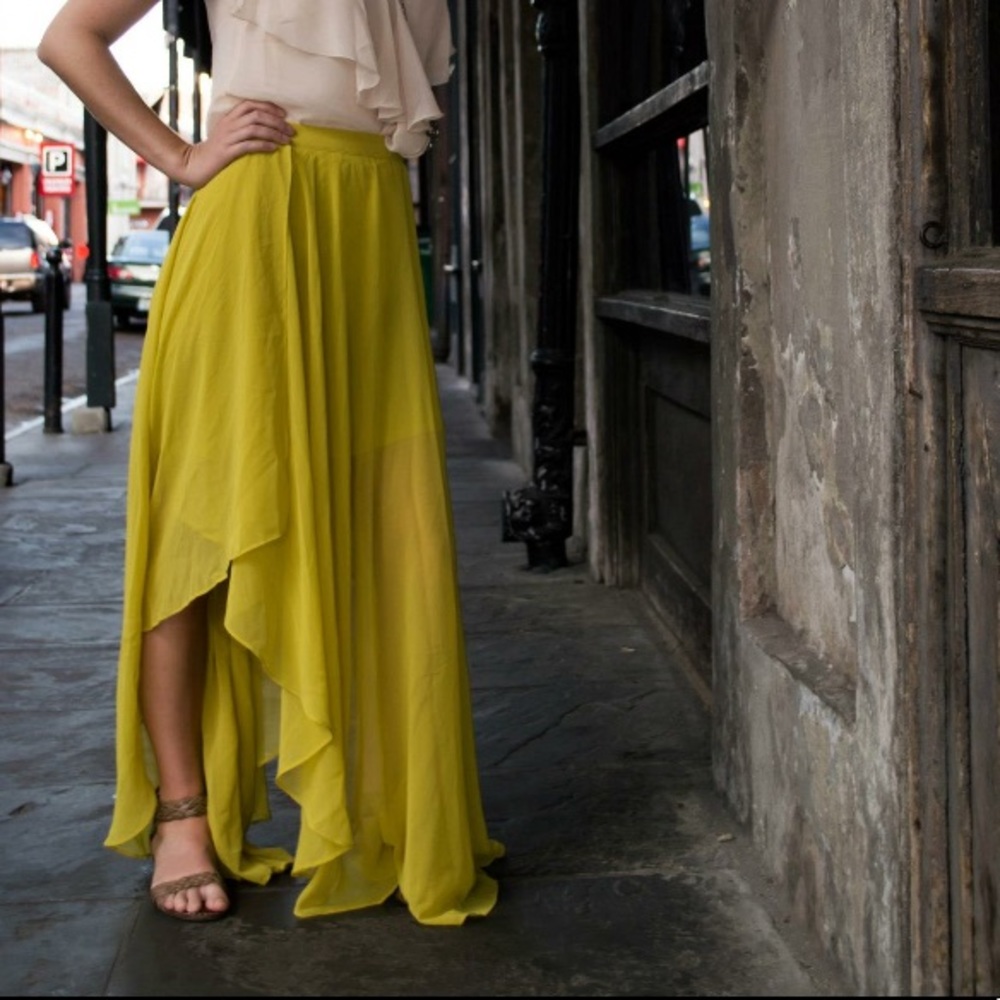 Mustard Green Boutique Maxi Skirt