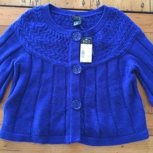 R.Q.T. cobalt blue 3/4 sl cropped cardigan/NWT
