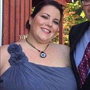 Formal plus size gray bridesmaid gown