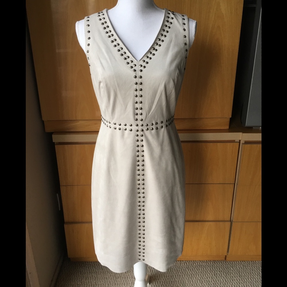 Ultra Suede Dress with Studs taupe color Size 4