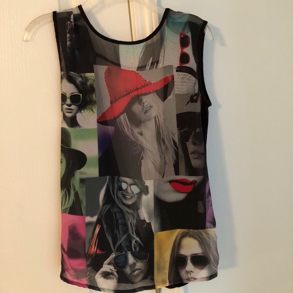 Shear Open Back Printed Top
