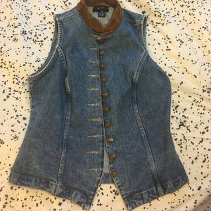 Vintage jean and leather vest