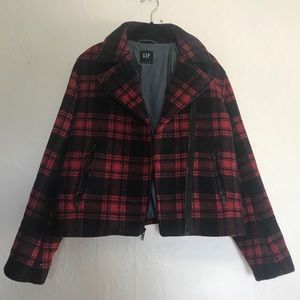GAP buffalo plaid zip-up moto jacket
