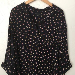 Ann Taylor navy patterned blouse (MOVING SALE!!!)