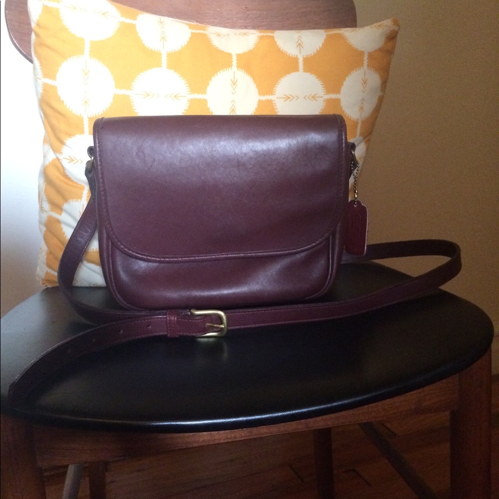 Vintage Coach Burgundy Tailored Pouch Bag