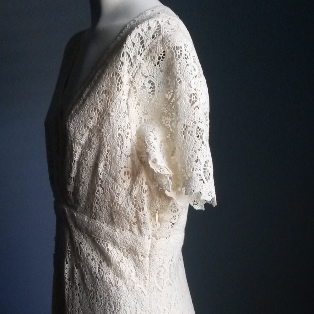 BCBGMaxAzria Day Rayon Lace S/S Dress SZ10 - Picture 4 of 6