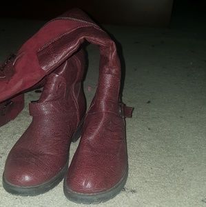 Burgandy calf high boots