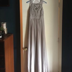 Long Grey Formal Lace Dress