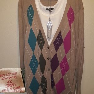 4X ARGYLE CARDIGAN