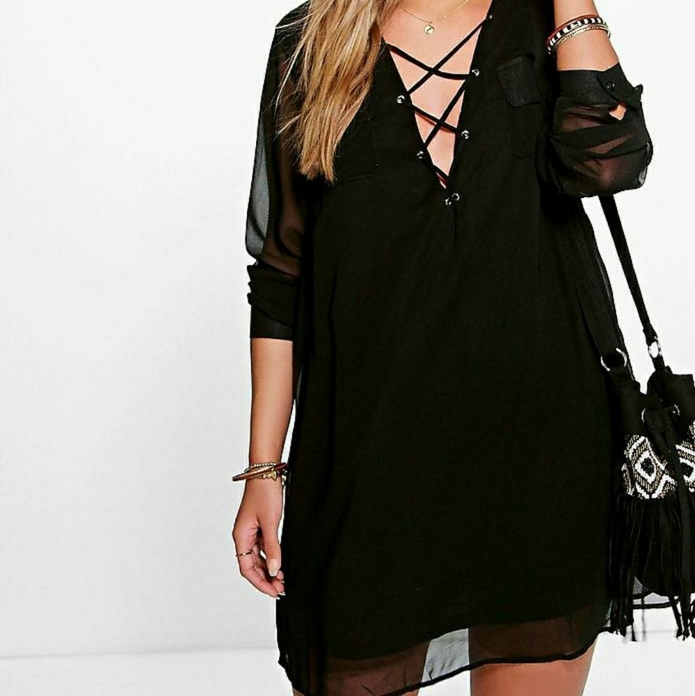 Plus maya lace up utility dress