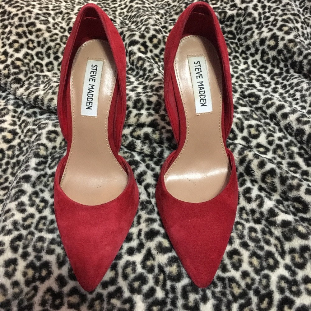 Red pointy toe heels