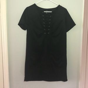Suede lace up mini dress