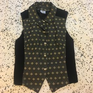 Vintage jacquard and velvet vest