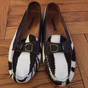 Ralph Lauren Collection zebra calf hair flats