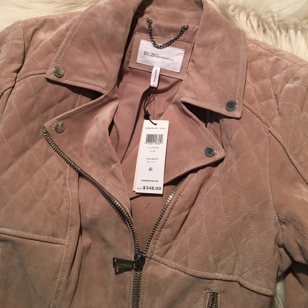 BCBGeneration Blush Suede Moto Jacket