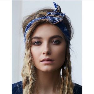 Free People wire blue bandanna festival head band