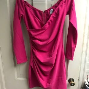 TOBI off the shoulder pink formal dresses