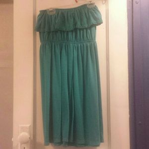 Teal off the shoulder dress