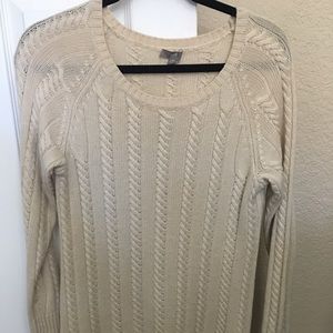Scoop neck tan oversized J. Jill sweater tunic.