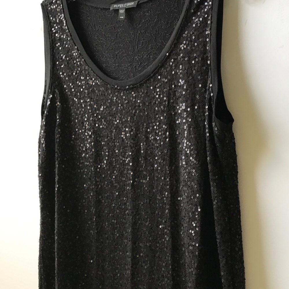 Black sequined tank top