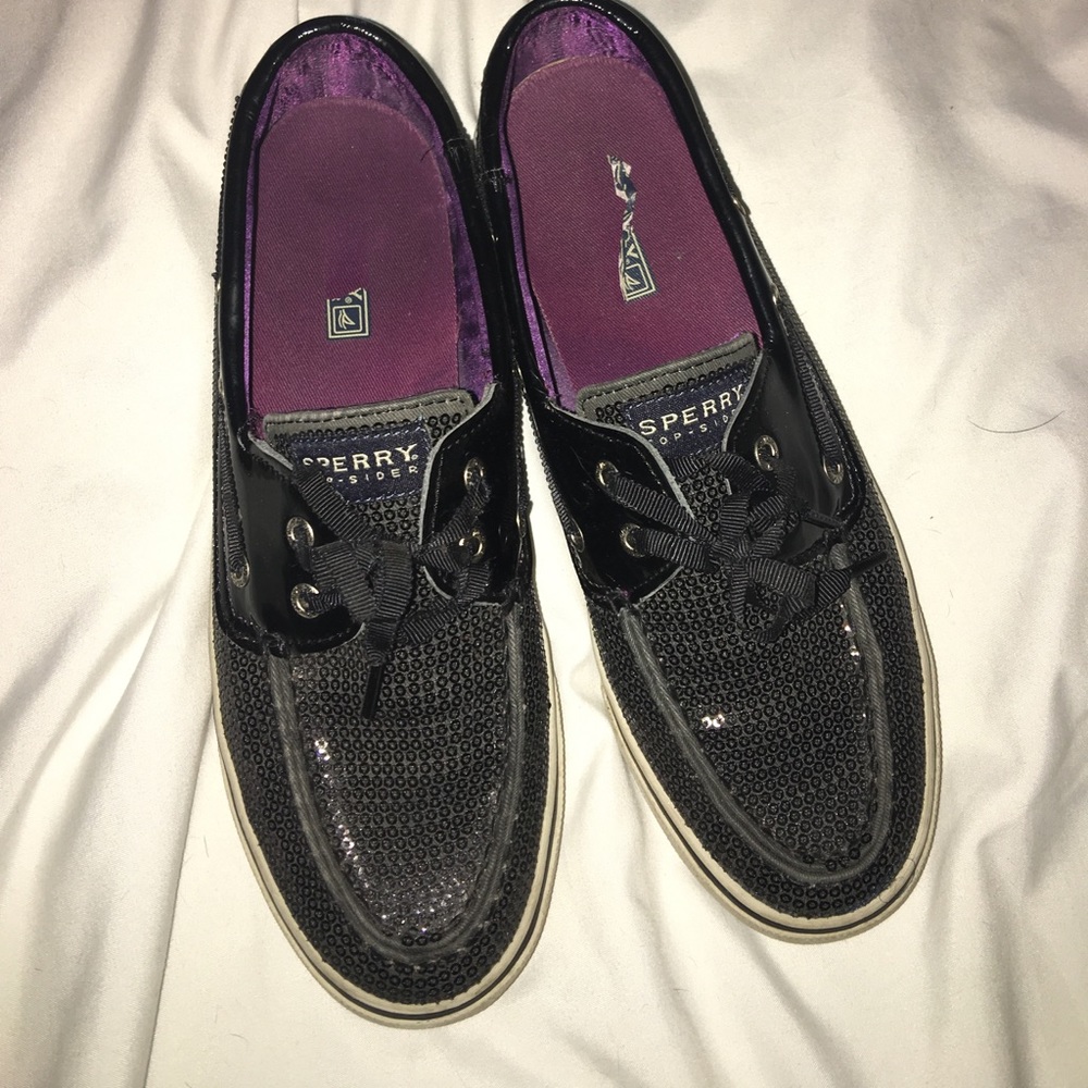 Sperry’s loaders. Black glitter