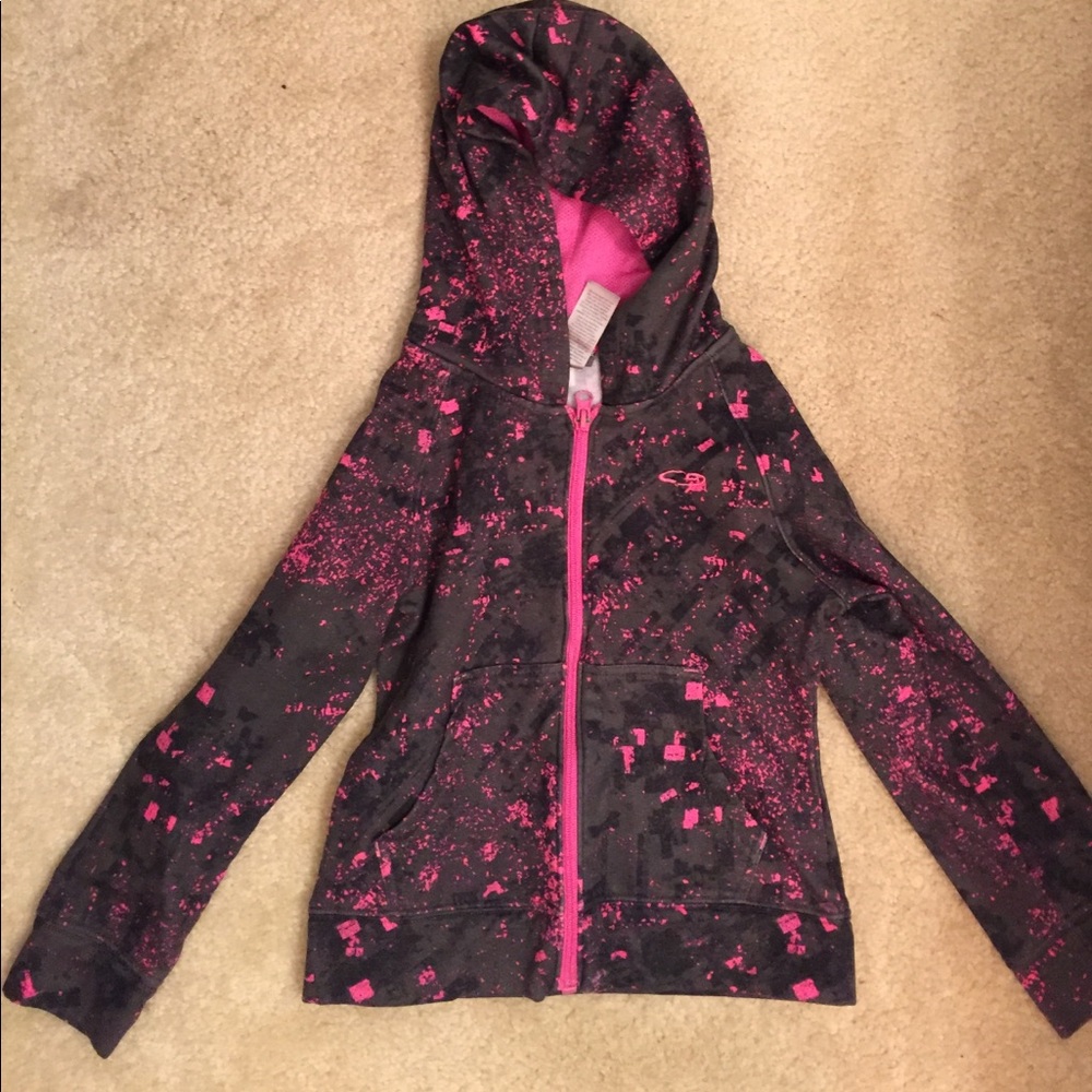 Grey and pink splatter zip up jacket