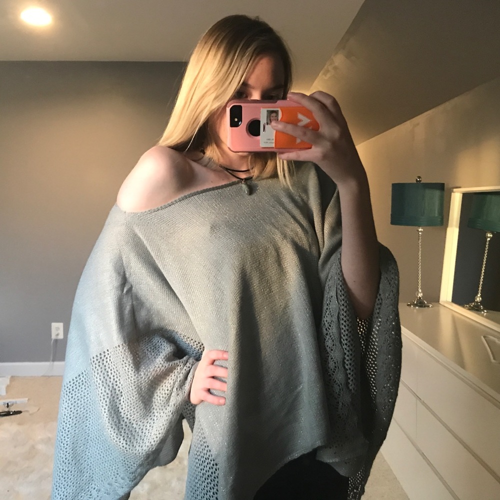 Lou Lou Boutique Rare Blue Sparkle Poncho
