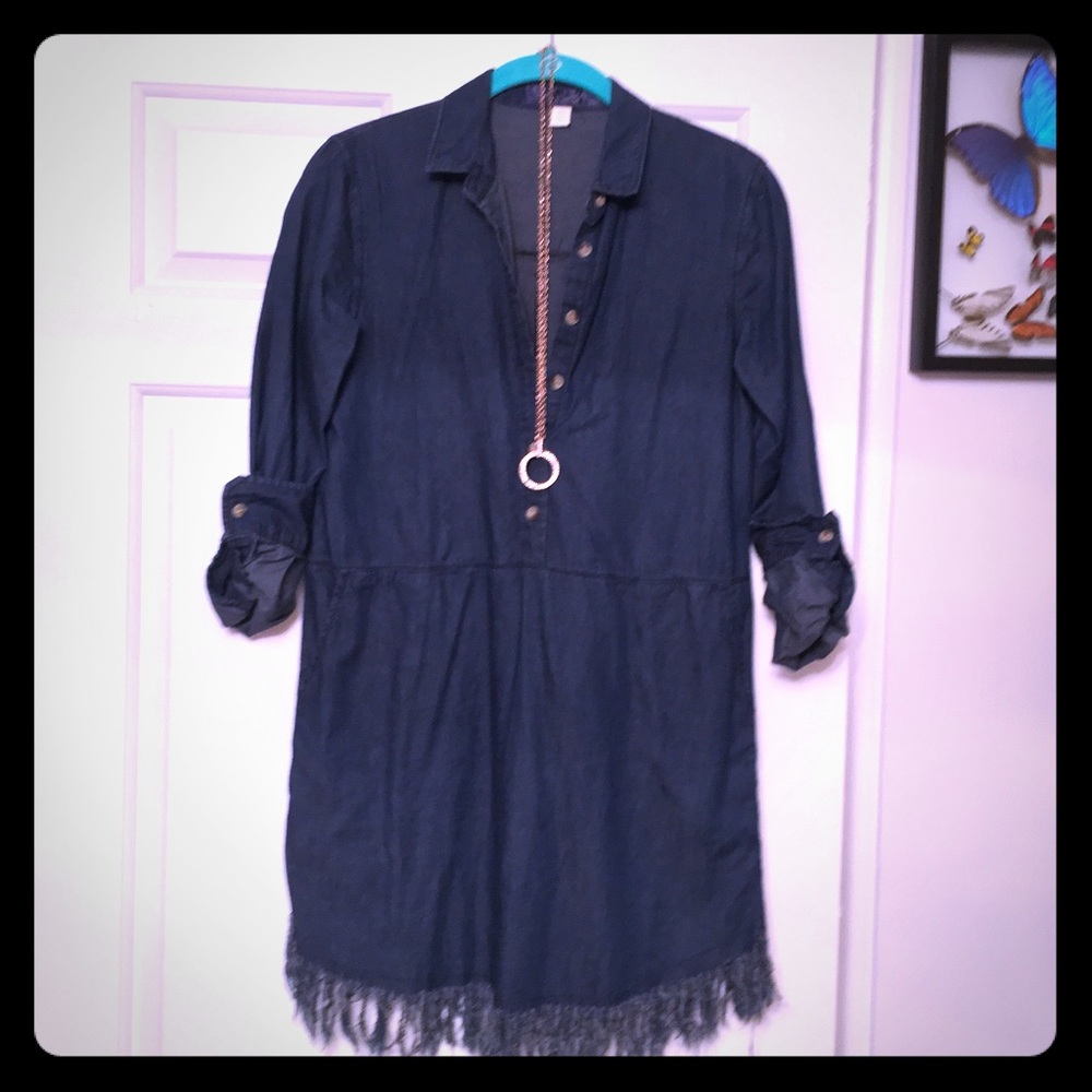 Francesca’s Denim Tunic with Fringe